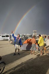 Trying to judo chop the BM elves off my double rainbow