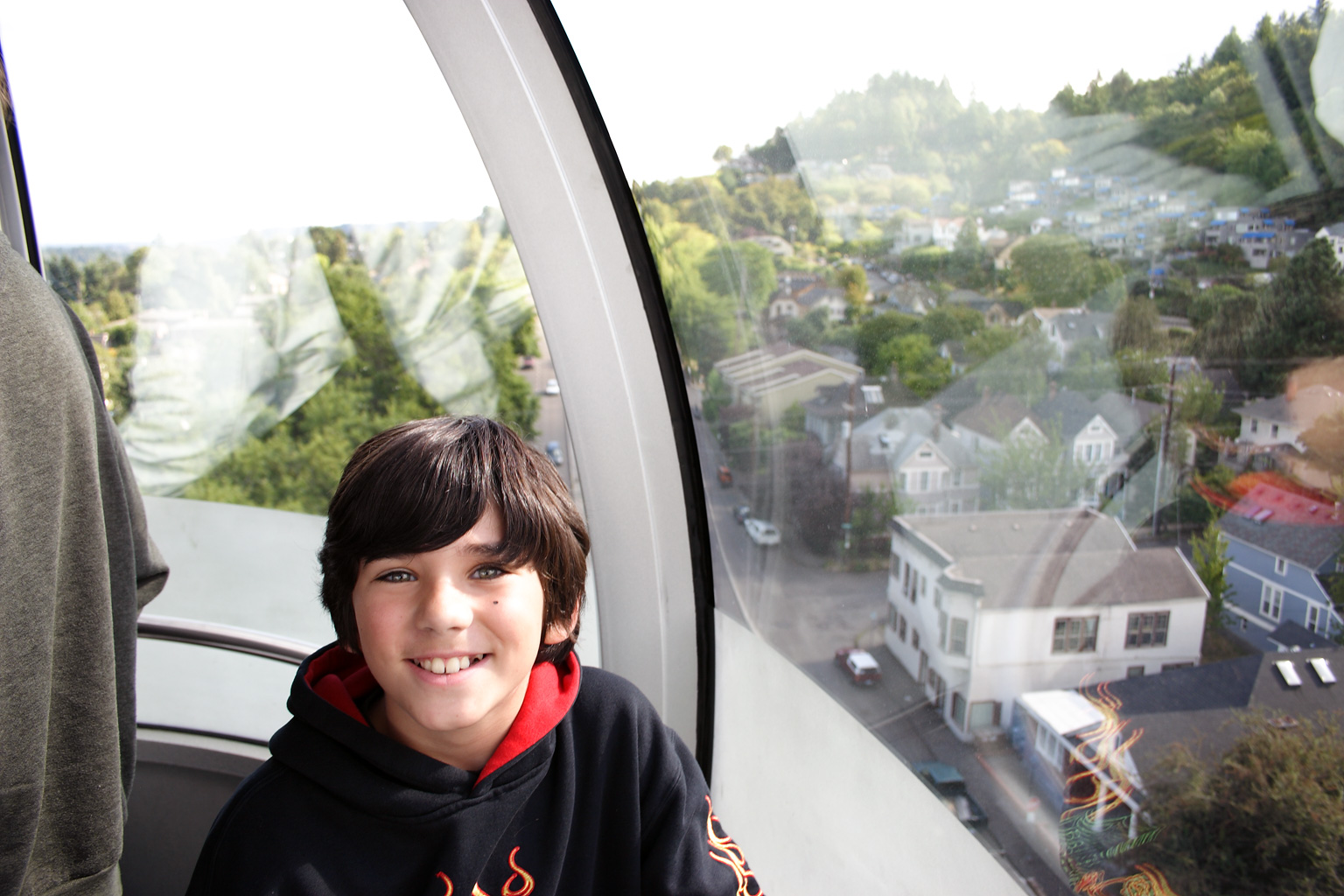 Christian on the tram over Portland